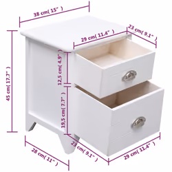 VidaXL 242043 nightstand/bedside table White - Additional view 7