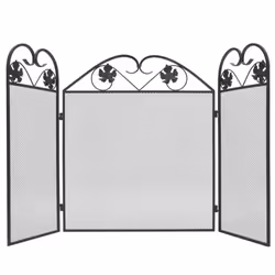 vidaXL 3-panel Fireplace Screen Iron Black Security Safety Panel Guard Cover