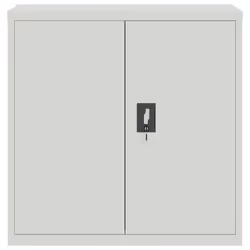 vidaXL Office Cabinet with 2 Doors Grey 90cm Steel 2 Shelves Storage Locker