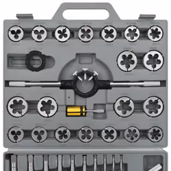 vidaXL Tap and Die Set 45 pcs Metric Wrench Cuts Bolts Engineers Kit Tool Case