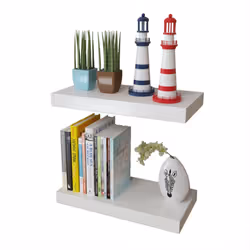 Set of 2 MDF Floating Cubes Wall Storage Book CD Display Shelves White - Additional view 2