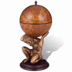 vidaXL Globe Bar Wine Stand Atlas Design 42x42x85cm Beverage Drink Bottle Rack