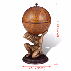 vidaXL Globe Bar Wine Stand Atlas Design 42x42x85cm Beverage Drink Bottle Rack - Additional view 6