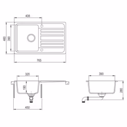 vidaXL Granite Kitchen Sink Single Basin with Drainer Reversible Black Fixture - Additional view 4