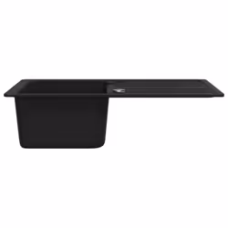 vidaXL Granite Kitchen Sink Single Basin with Drainer Reversible Black Fixture - Additional view 5