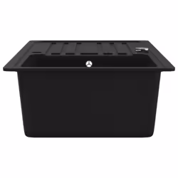 vidaXL Granite Kitchen Sink Single Basin with Drainer Reversible Black Fixture - Additional view 6