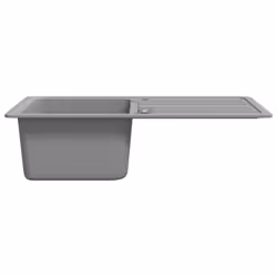 vidaXL Granite Kitchen Sink Single Basin with Drainer Reversible Grey Fixture - Additional view 5
