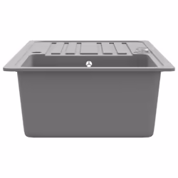 vidaXL Granite Kitchen Sink Single Basin with Drainer Reversible Grey Fixture - Additional view 6