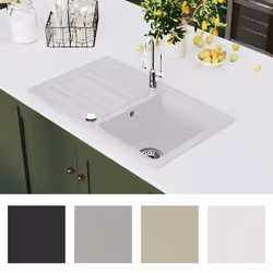 Granite Kitchen Sink Single Basin Kit with Drainer Reversible Cream White - Additional view 3