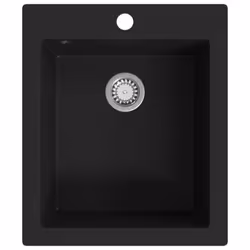 vidaXL Overmount Kitchen Sink Single Basin Granite Black Plumbing Fixture - Additional view 2