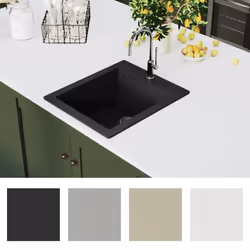 vidaXL Overmount Kitchen Sink Single Basin Granite Black Plumbing Fixture - Additional view 3