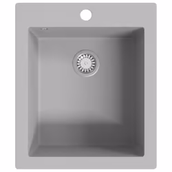 vidaXL Overmount Kitchen Sink Single Basin Granite Grey Plumbing Fixture Kit