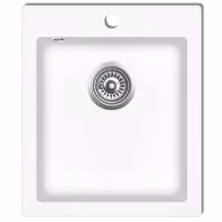 vidaXL Overmount Kitchen Sink Single Basin Granite Cream White Plumbing Kit
