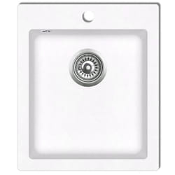 vidaXL Overmount Kitchen Sink Single Basin Granite Cream White Plumbing Kit