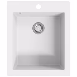 vidaXL Overmount Kitchen Sink Single Basin Granite Cream White Plumbing Kit