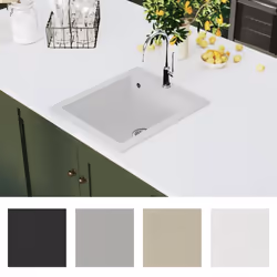 vidaXL Overmount Kitchen Sink Single Basin Granite Cream White Plumbing Kit