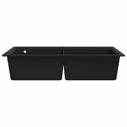 vidaXL Overmount Kitchen Sink Double Basin Granite Black Plumbing Fixture - Additional view 6