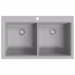 Overmount Kitchen Sink Double Basin Plumbing Kit Granite Grey 860 x 510 mm - Additional view 3