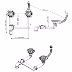 Overmount Kitchen Sink Double Basin Plumbing Kit Granite Grey 860 x 510 mm - Additional view 7