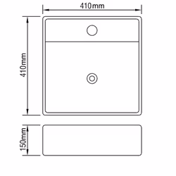 vidaXL Ceramic Bathroom Sink Basin Faucet /Overflow Hole Basin Black Square