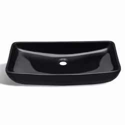 vidaXL Ceramic Bathroom Sink Basin Black Rectangular Above Counter Washroom