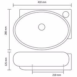 vidaXL Ceramic Bathroom Sink Basin Faucet/Overflow Hole Black Round Wall Hung - Additional view 5