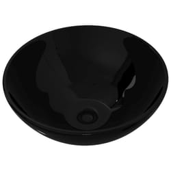 vidaXL Ceramic Bathroom Sink Basin Black Round Above Counter Washroom Fixture