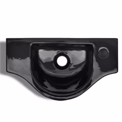vidaXL Ceramic Bathroom Sink Basin with Faucet Hole Black Wall Hung Fixture - Additional view 4