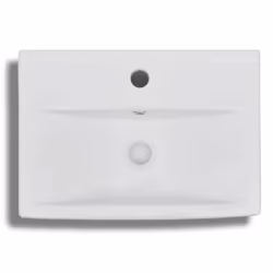 vidaXL Ceramic Bathroom Sink with Faucet/Overflow Hole White Rectangular Basin
