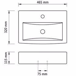 vidaXL Ceramic Bathroom Sink with Faucet/Overflow Hole White Rectangular Basin - Additional view 4