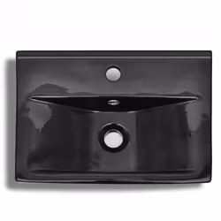 vidaXL Ceramic Bathroom Sink Basin Faucet/Overflow Hole Black Rectangular Bath - Additional view 4
