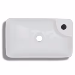 vidaXL Ceramic Bathroom Sink Basin with Faucet Hole White Counter Top Fixture