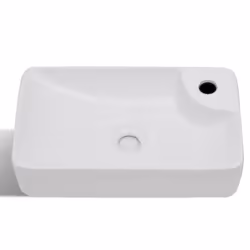 vidaXL Ceramic Bathroom Sink Basin with Faucet Hole White Counter Top Fixture