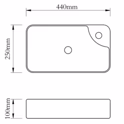 vidaXL Ceramic Bathroom Sink Basin with Faucet Hole White Counter Top Fixture - Additional view 4