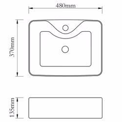 vidaXL Ceramic Bathroom Sink Basin with Faucet Hole White Square Counter Top - Additional view 5