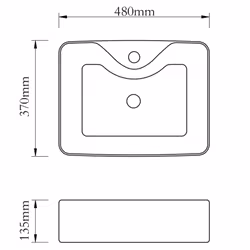 vidaXL Ceramic Bathroom Sink Basin with Faucet Hole Black Square Counter Top - Additional view 5