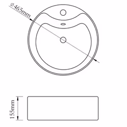 vidaXL Ceramic Bathroom Sink Basin Faucet/Overflow Hole White Round Fixture - Additional view 6