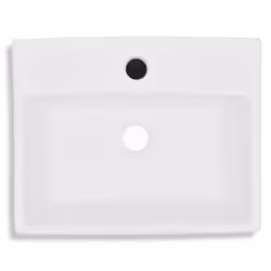 vidaXL Ceramic Bathroom Sink Basin with Faucet Hole White Square Counter Top - Additional view 3