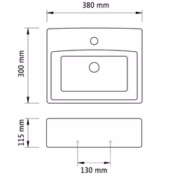 vidaXL Ceramic Bathroom Sink Basin with Faucet Hole White Square Counter Top - Additional view 4