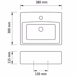 vidaXL Ceramic Bathroom Sink Basin with Faucet Hole Black Square Counter Top - Additional view 4