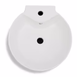 vidaXL Ceramic Stand Bathroom Sink Basin Faucet/Overflow Hole White Round Bath - Additional view 4