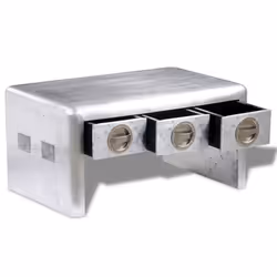 vidaXL Aviator Aluminium Coffee Table 3 Drawers Vintage Aircraft Airman Stand - Additional view 2