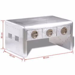 vidaXL Aviator Aluminium Coffee Table 3 Drawers Vintage Aircraft Airman Stand - Additional view 3