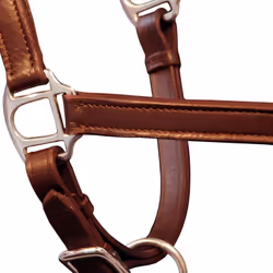 vidaXL Headcollar Stable Halter Adjustable Brown Full Real Leather Horse Tack
