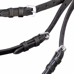 vidaXL Leather Flash Bridle with Reins and Bit Black Full Adjustable Length