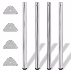 vidaXL 4x Height Adjustable Table Legs Chrome 870mm Worktop Desk Replacement