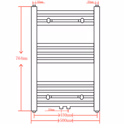 Straight Steel Towel Rail Central Heating Bathroom Radiator Grey 500 x 764 mm