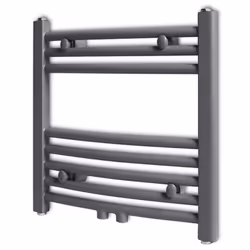 Curved Steel Towel Rail Central Heating Bathroom Radiator Grey 480 x 480 mm