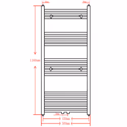 Curved Steel Towel Rail Central Heating Bathroom Radiator Grey 500 x 1160 mm - Additional view 8
