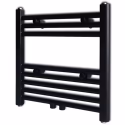 Straight Steel Towel Rail Central Heating Bathroom Radiator Black 480 x 480 mm